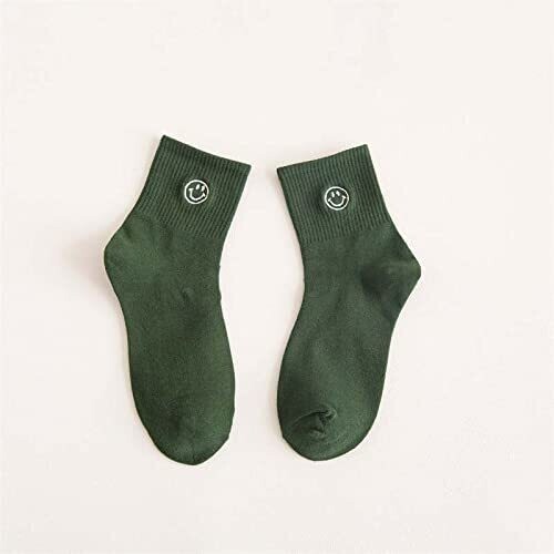 Green Streetwear Smiley Face Socks
