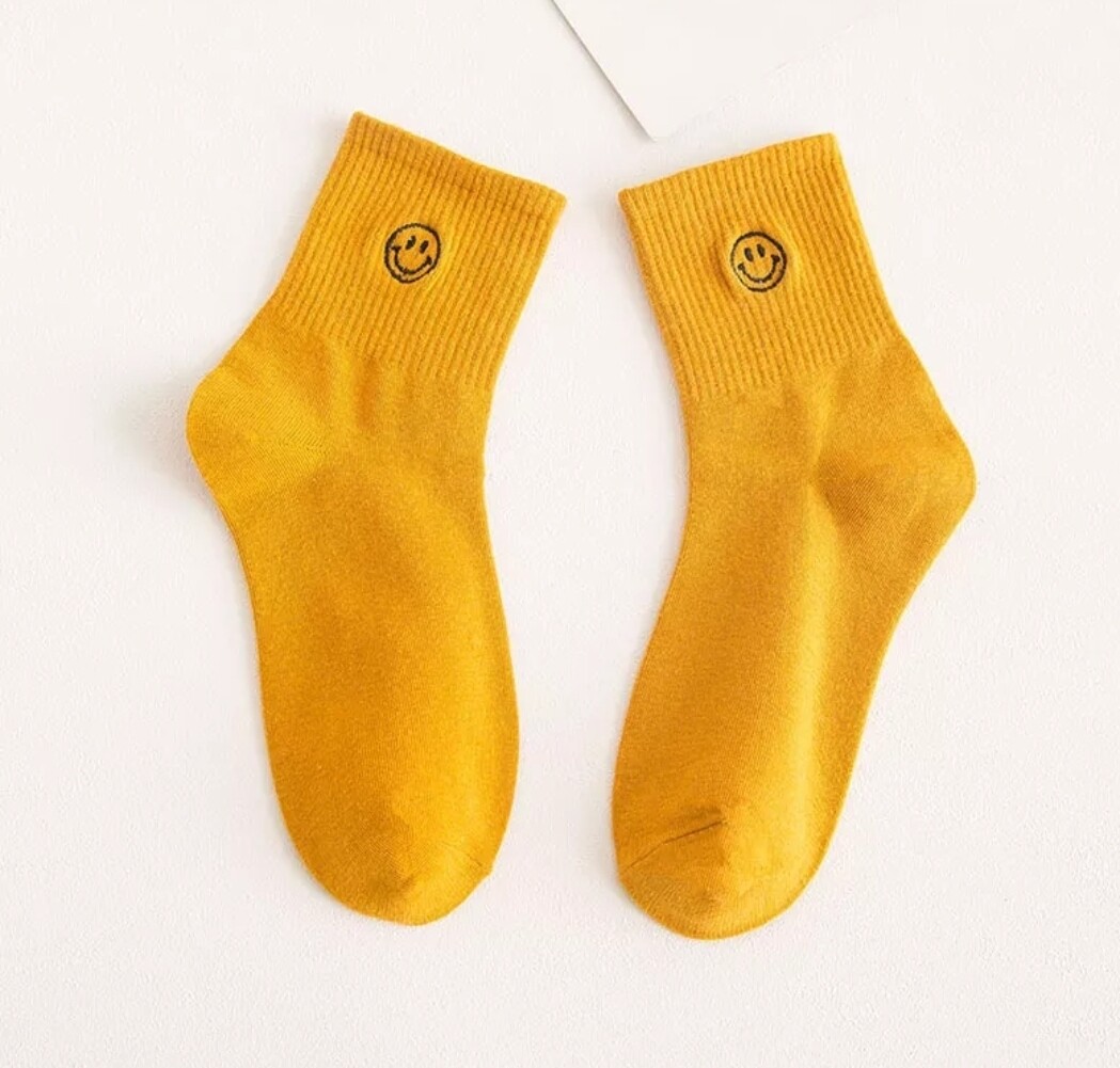 Yellow Streetwear Smiley Face Socks