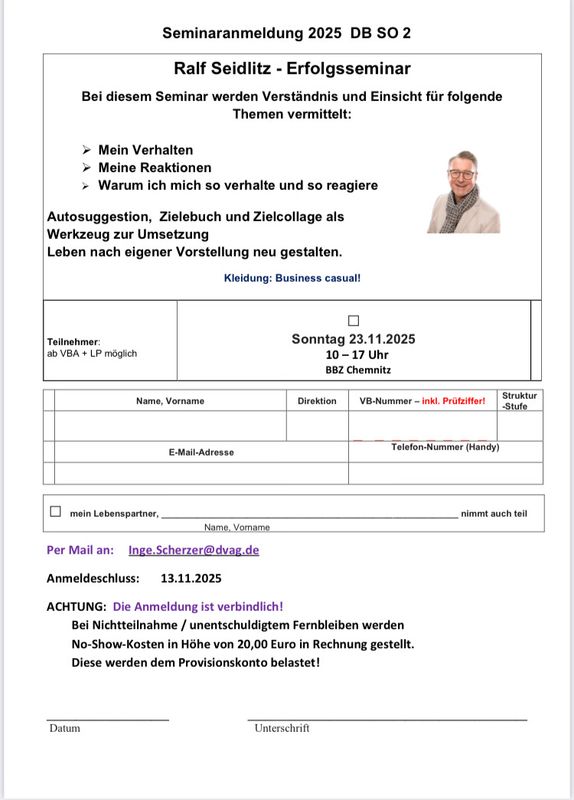 Erfolgsseminar Ralf Seidlitz 23.11.2025