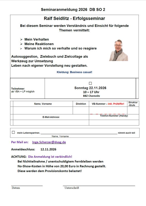 Erfolgsseminar Ralf Seidlitz 22.11.2026 Erfolgsseminar Ralf Seidlitz 22.11.2026