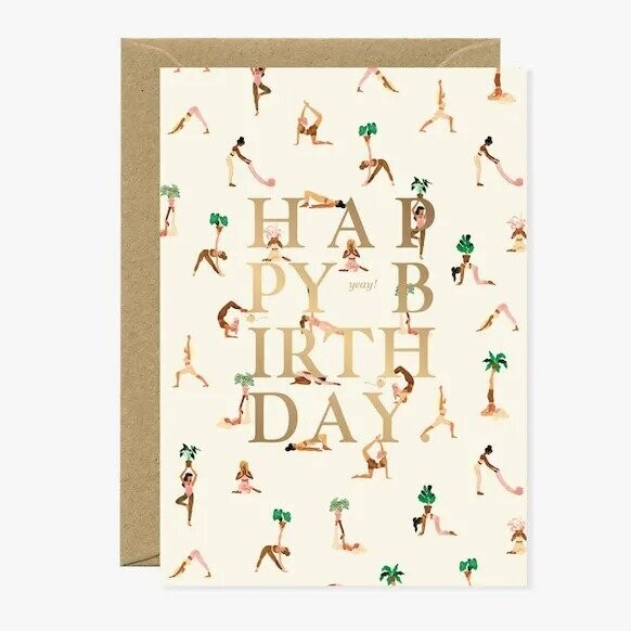 Grußkarte Yoga Happy Birthday