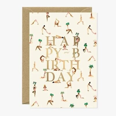 Grußkarte Yoga Happy Birthday