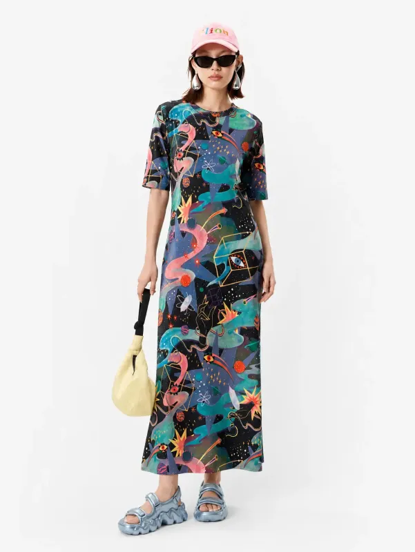 Langes Kleid „Tür des Kosmos“(M)