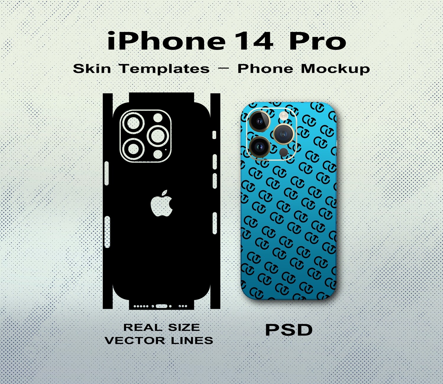 Apple iPhone 14 Pro Vector Skin Cut Files &amp; PSD Phone Mockup