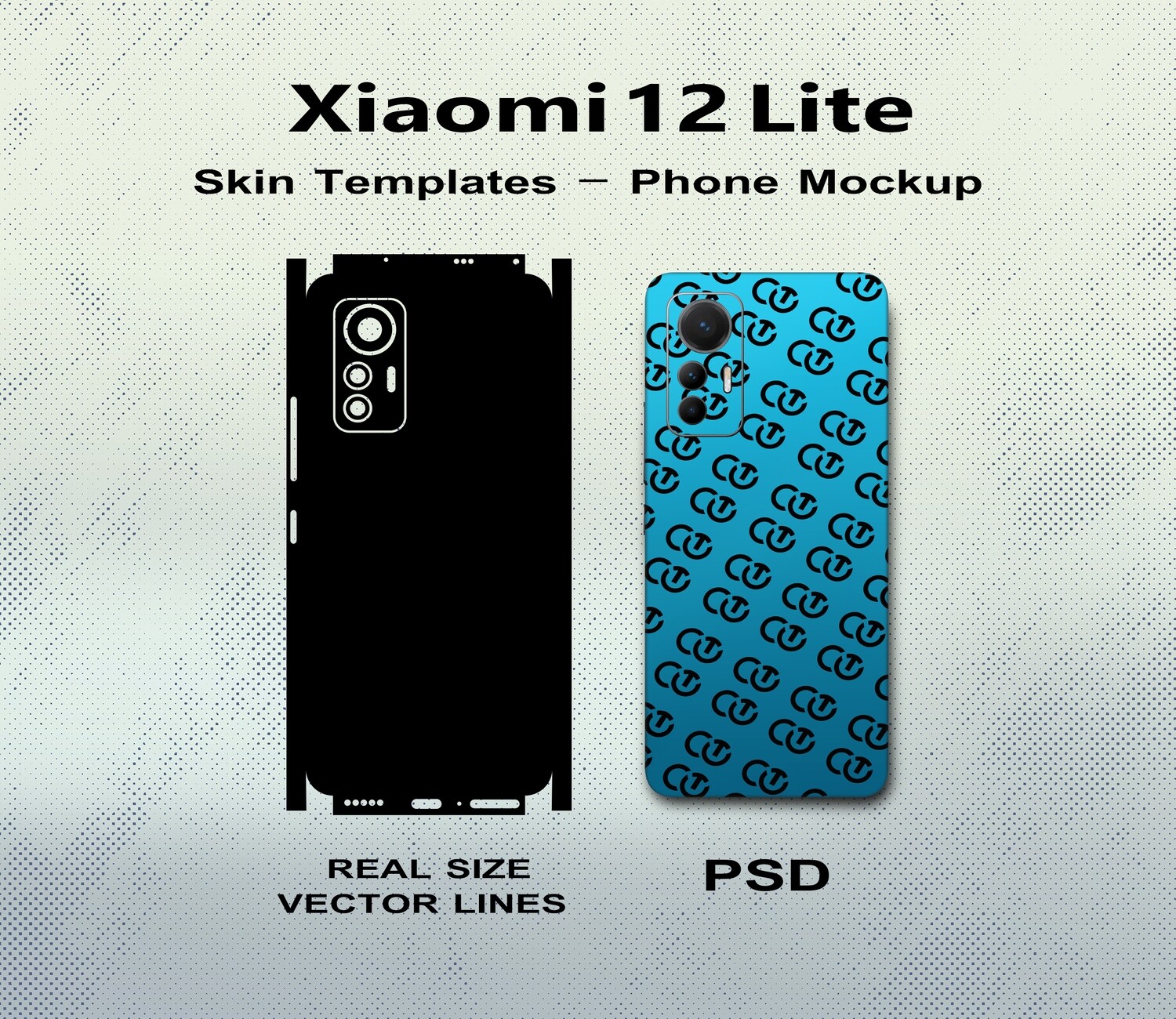 Xiaomi 12 Lite Vector Skin Templates + Free Mockup