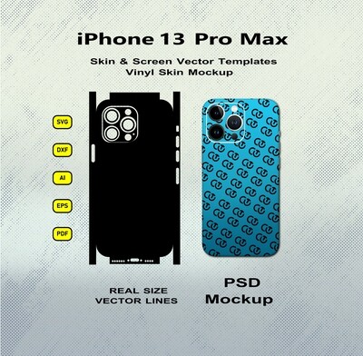 iPhone 13 Pro Max Vector Skin Vector Cut Files + PSD Vinyl Skin Mockup