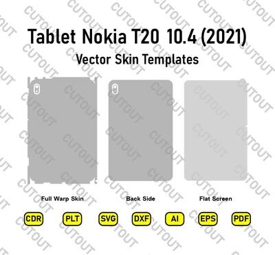 Tablet Nokia T20 10.4 (2021) Vector Skin Templates Cut Files