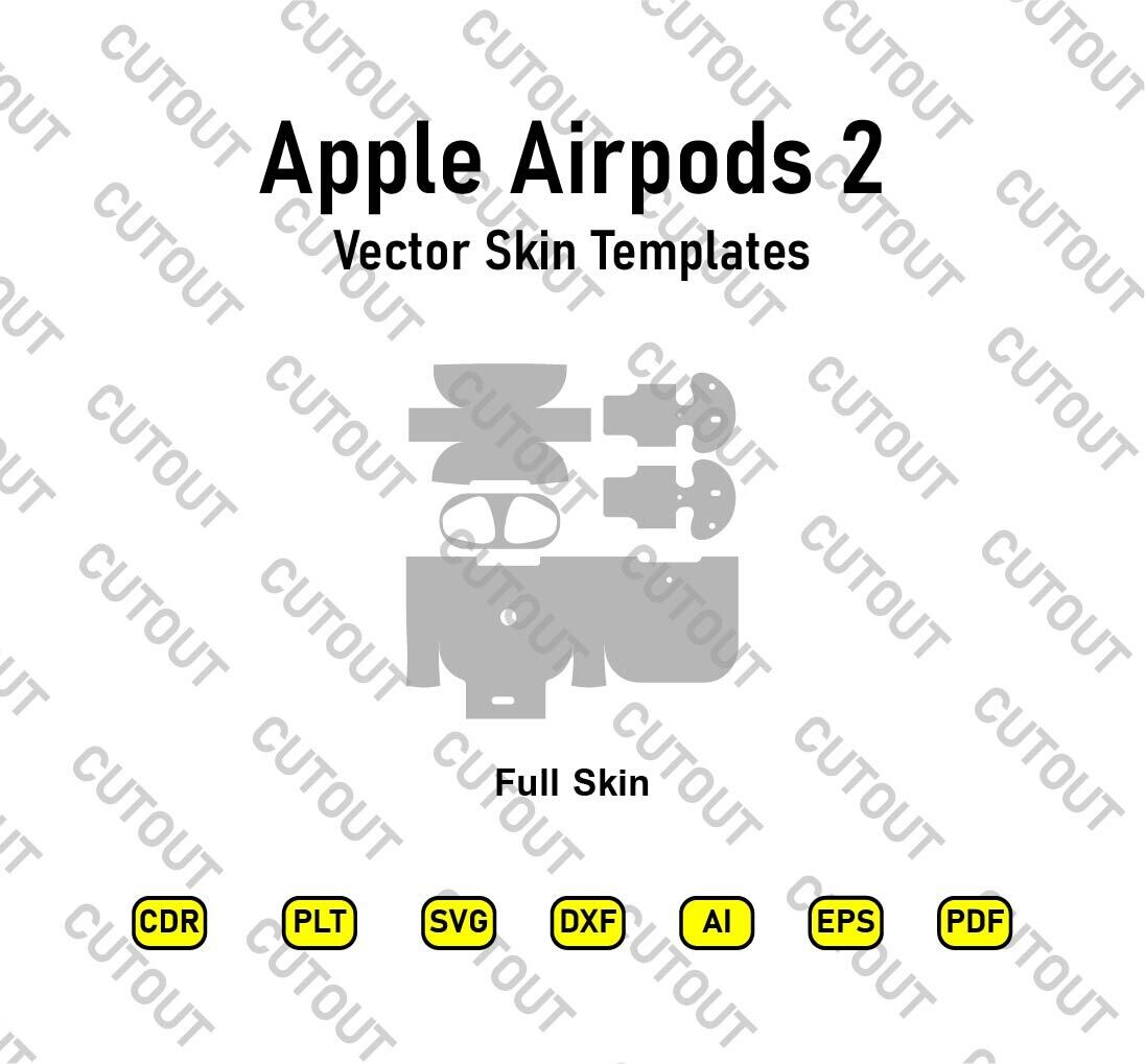 Apple AirPods 2 Vector Skin Cut Files Template