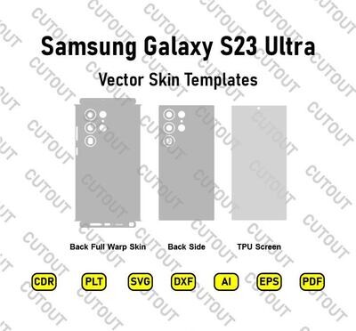Samsung Galaxy S23 Ultra Vector Skin Cut File Templates &amp; Free Vinyl Skin Mock-up