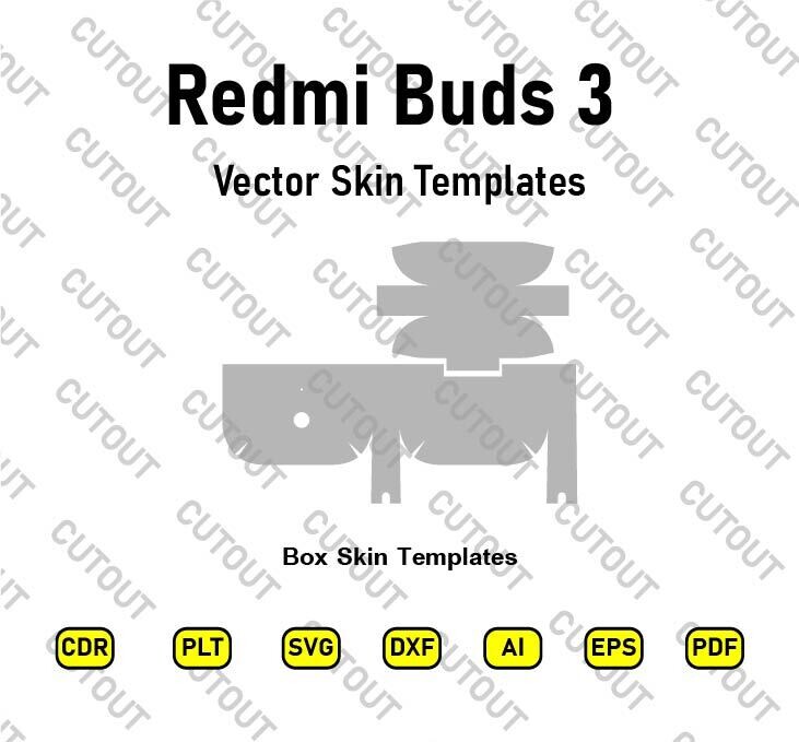 Archivo de corte de plantilla de piel de vector de caja Redmi Buds 3