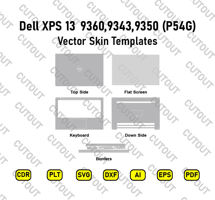 Dell XPS 13-9360,9343,9350 (P54G) Vector Skin Cut Files