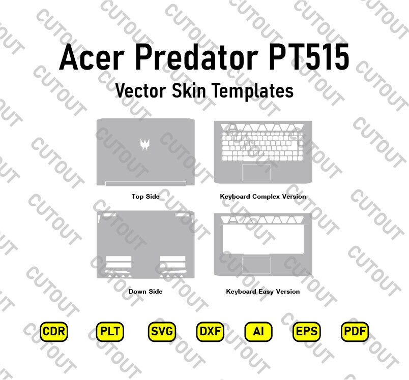 Acer Predator PT515-52 (N18W3) Archivo de corte de plantillas de piel vectorial