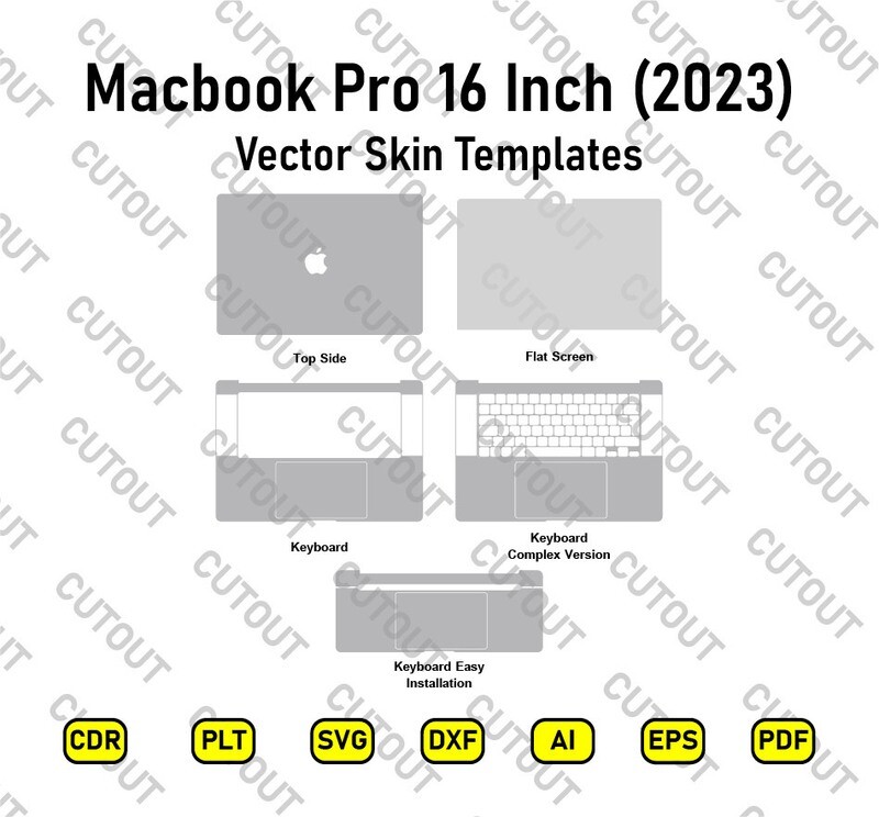 Macbook Pro 16 Inch 2023 Vector Skin Cut Files
