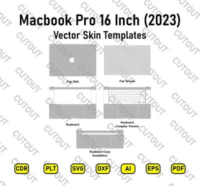 Macbook Pro 16 Inch 2023 Vector Skin Cut Files
