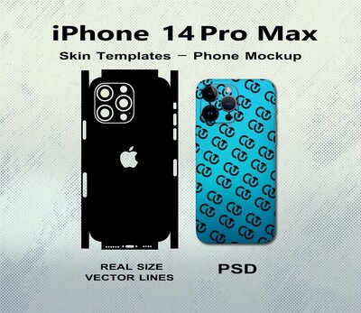 iPhone 14 Pro max Vector Plantillas de archivo de corte de piel y maqueta PSD
