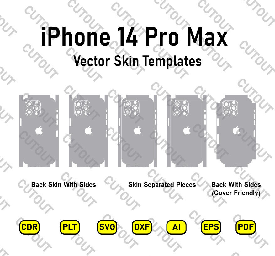 iPhone 14 Pro Max Vector Skin Cut File Templates &amp; PSD Mockup