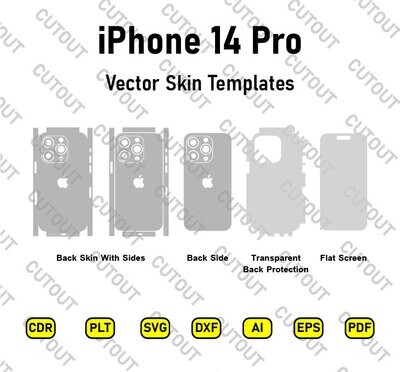 Apple iPhone 14 Pro Vector Skin Cut Files &amp; PSD Phone Mockup
