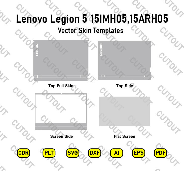 Lenovo Legion 5 15IMH05,15ARH05 Vector Skin Cut Files (Protección completa)