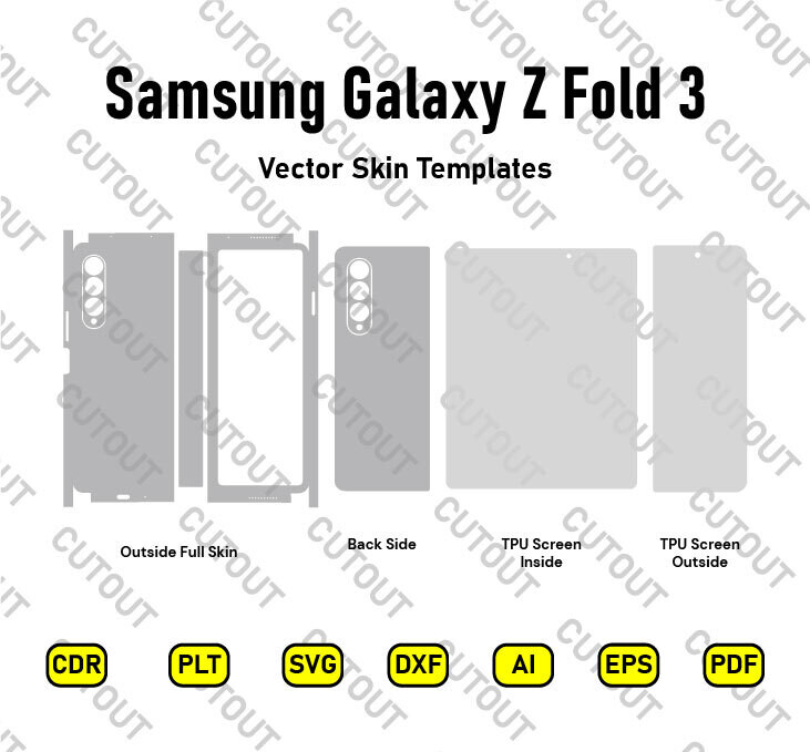 Samsung Galaxy Z Fold 3 5G Vector Skin Cut File Templates