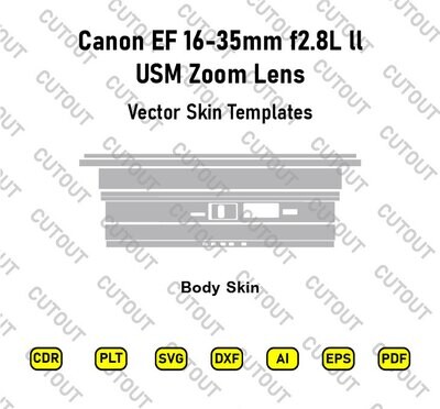 Canon EF 16-35mm f2.8L ll USM Zoom Lens Vector Skin Cut Files
