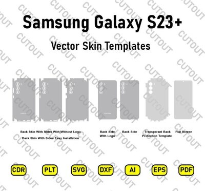 Samsung Galaxy S23 Plus Vector Skin Cut Files &amp; Samsung S23 Skin Mockup