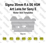 Sigma 35mm f1.4 DG HSM Art Lens para Sony E Vector Skin Cut Files