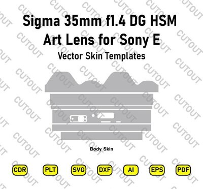Sigma 35mm f1.4 DG HSM Art Lens para Sony E Vector Skin Cut Files