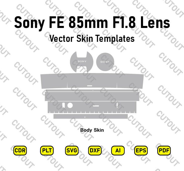 Sony FE 85mm F1.8 Objektiv Vektor-Skin-Cut-Dateien