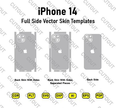 ​iPhone 14 Vektor-Skin-Cut-Dateien und realistisches Telefon-Skin-Mockup