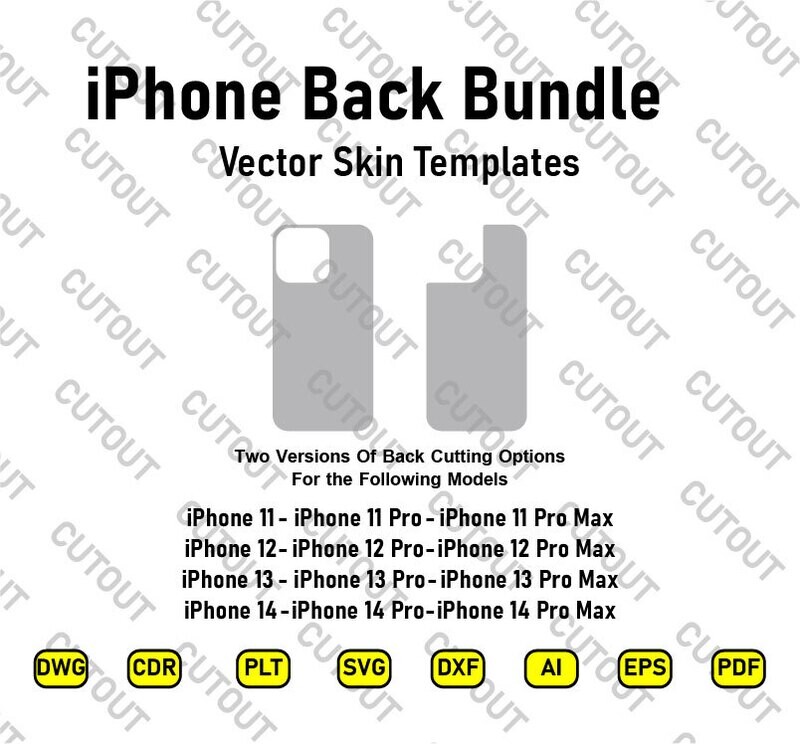 iPhones Back Bundle Real Size Vector templates