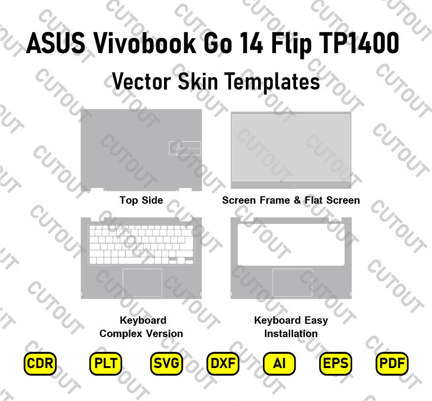 ASUS Vivobook Go 14 Flip TP1400 Vector Skin Cut Files