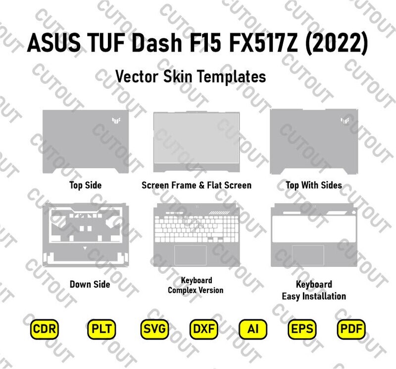 Archivos de corte de piel vectorial ASUS TUF Dash F15 FX517Z (2022)