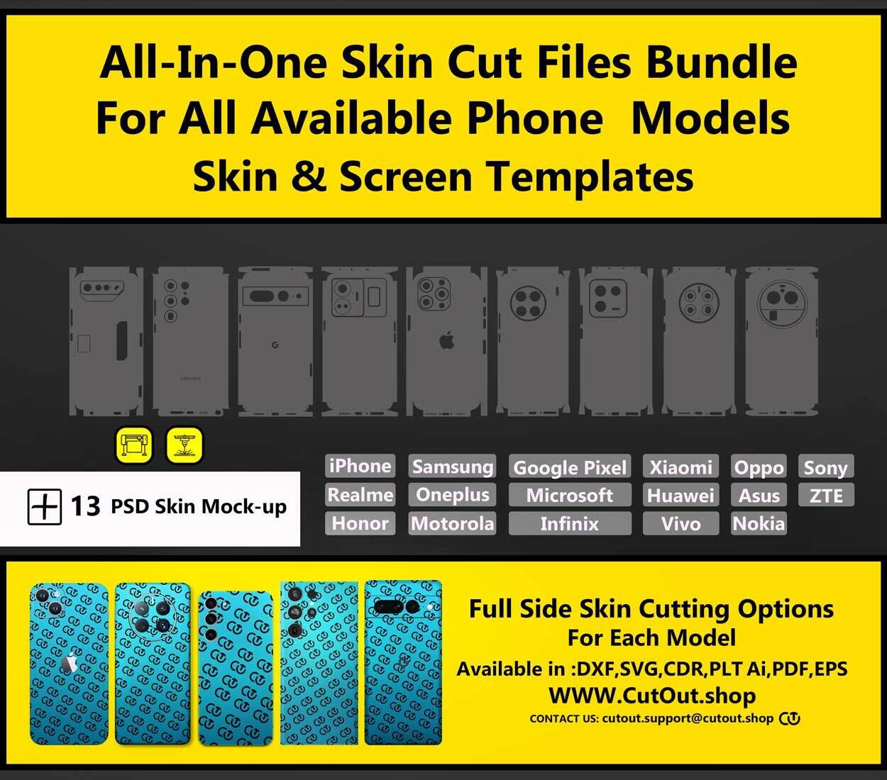 All-In-One Bundle - Phones Vector Skin Cut File Templates