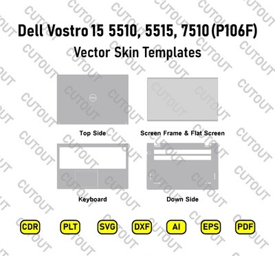 ​Archivos de corte de apariencia vectorial Dell Vostro 15 5510, 5515, 7510 (P106F)