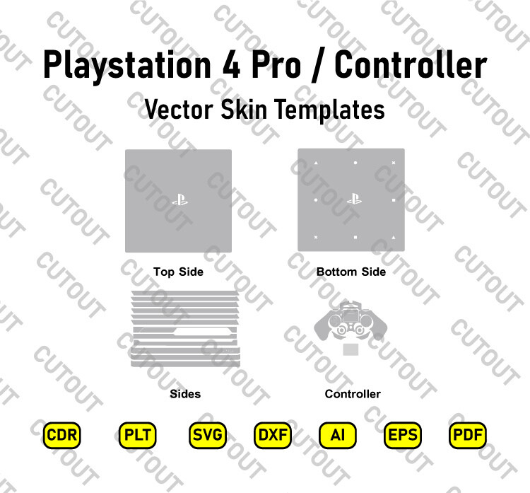 Playstation 4 Pro &amp; Controller Vector Skin Cut Files