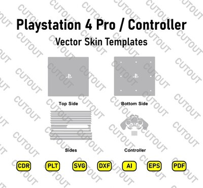 Playstation 4 Pro &amp; Controller Vector Skin Cut Files
