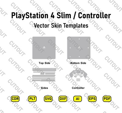 Playstation 4 Slim and Controller Vector Skin Cut Files