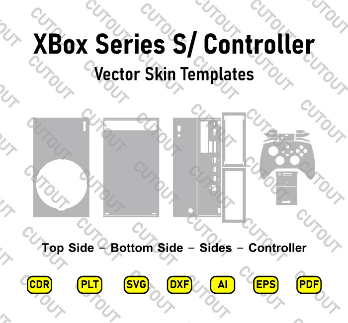 ​Archivos de corte de apariencia vectorial para Xbox Series S y controladores