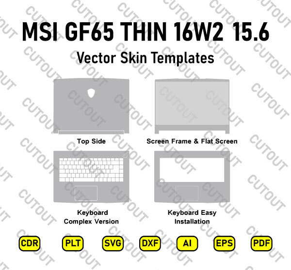 ​Archivos de corte de piel vectorial MSI GF65 THIN 16W2 15.6