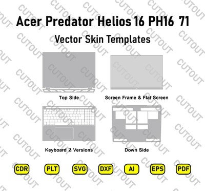 ​Archivos de corte de piel vectoriales Acer Predator Helios 16 PH16-71