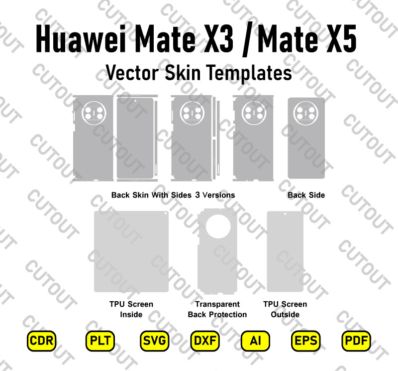 Archivos de corte de piel vectorial para Huawei Mate X3/Huawei Mate X5