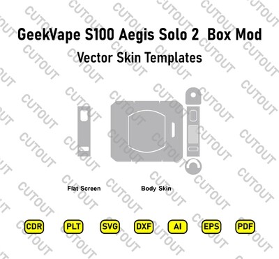 Geekvape S100 Aegis Solo 2 Box Mod Vector Skin Cut Files