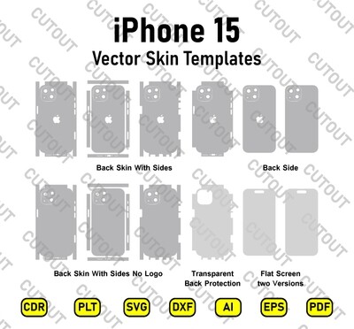 ​Archivos de corte de piel vectorial de iPhone 15