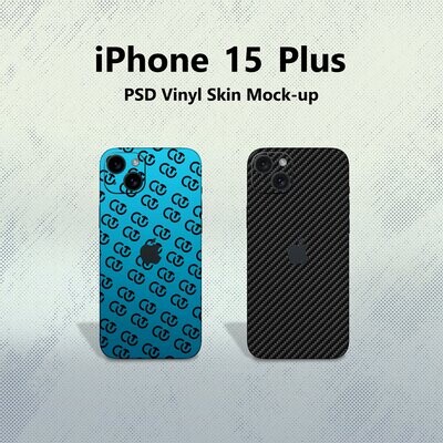 ​iPhone 15 Plus PSD Vinyl Skin Mock-Up
