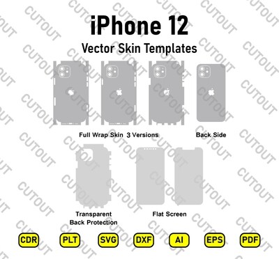 ​Archivos de corte de piel vectorial del iPhone 12