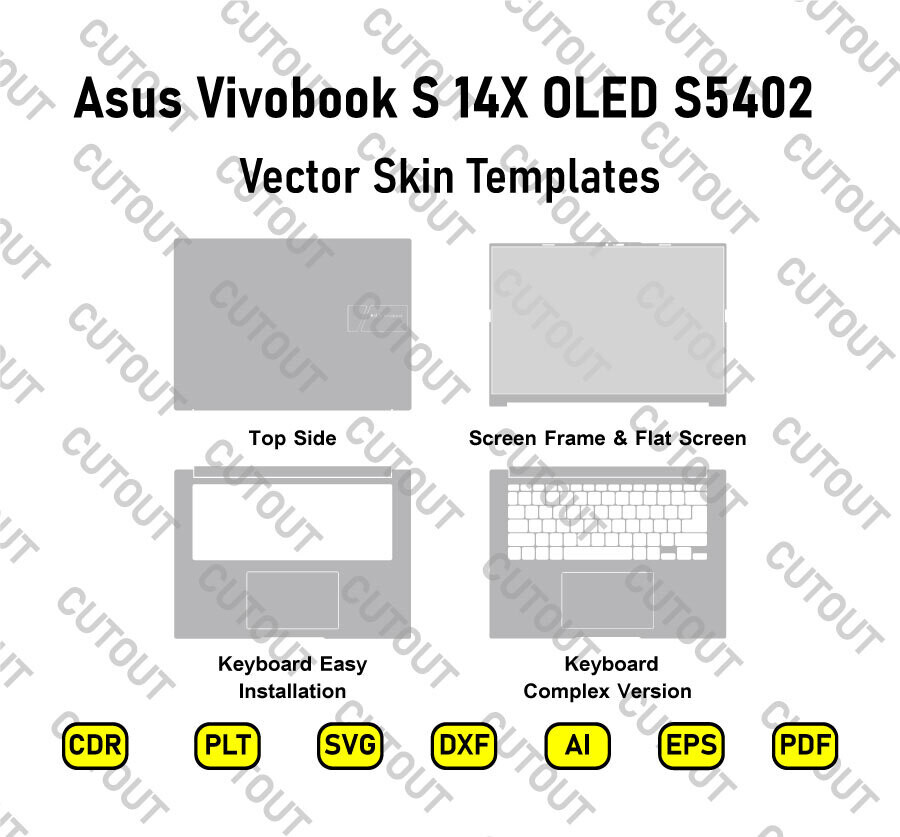 Asus Vivobook S 14X OLED S5402 vector Skin Cut Files