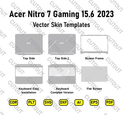 Archivos de corte de piel vectorial de Acer Nitro 7 Gaming 15.6 (2023)