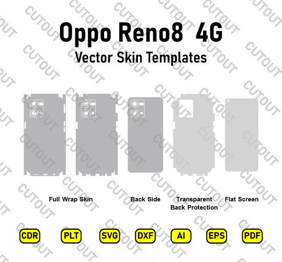 ​Archivos de corte de piel vectorial Oppo Reno8 4G