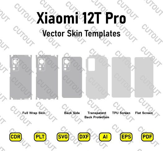 Xiaomi 12T Pro Vector Skin Cut Files + Free PSD Mockup