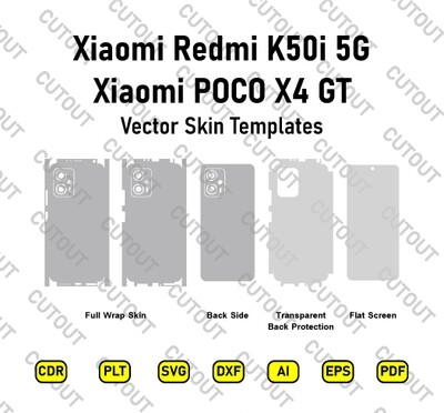 ​Archivos de corte de piel vectoriales para Xiaomi POCO X4 GT/Redmi K50i 5G